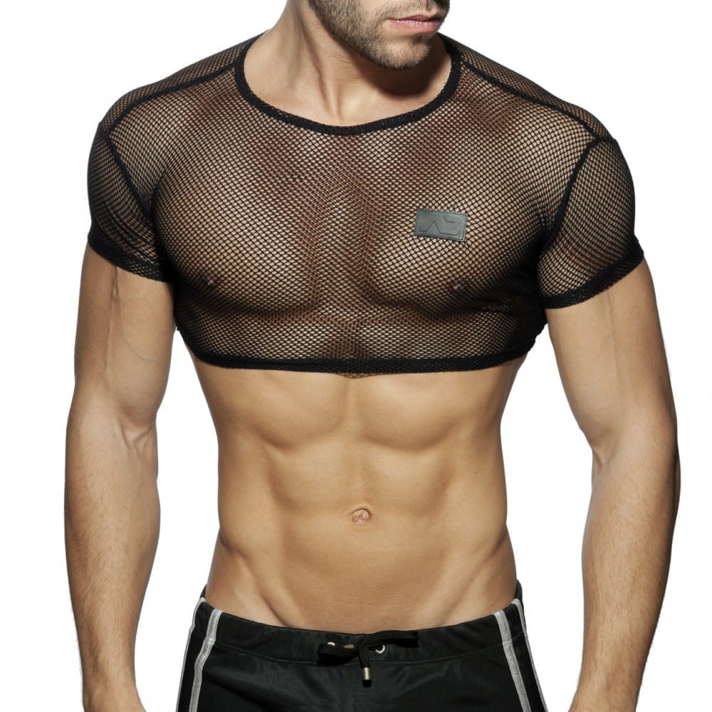 Addicted Mesh crop top Party AD843 C-10 black 