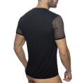Addicted TMesh-striped T-shirt ADF166 C-10 all black