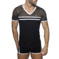 Addicted TMesh-striped T-shirt ADF166 C-01 white stripes