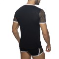 Addicted TMesh-striped T-shirt ADF166 C-01 white stripes