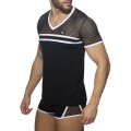 Addicted TMesh-striped T-shirt ADF166 C-01 white stripes