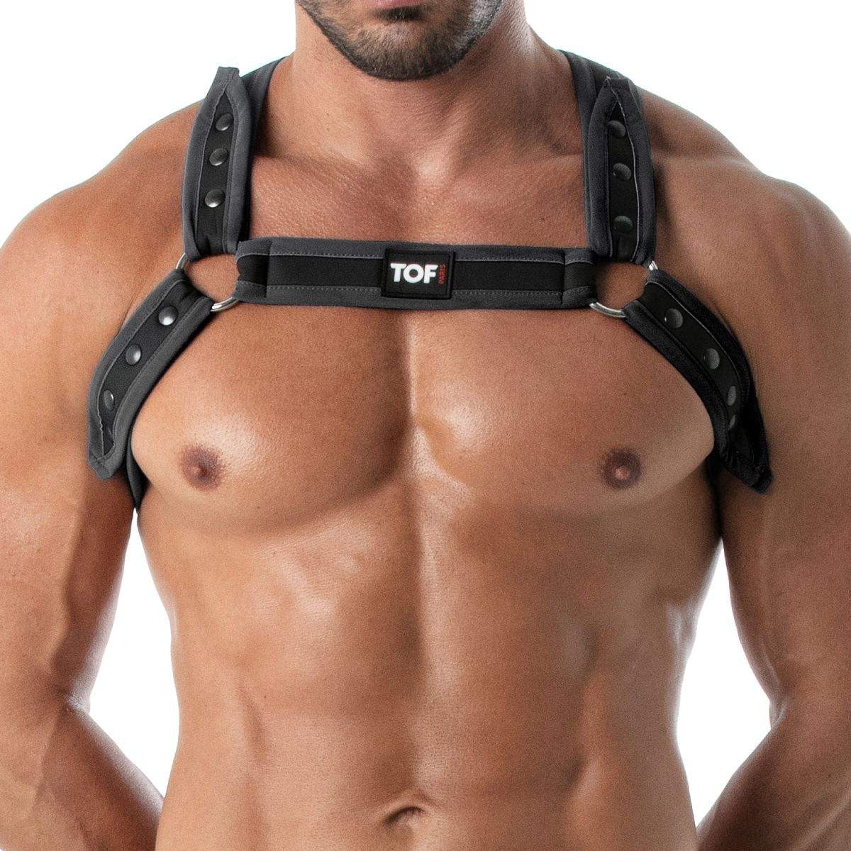 TOF Paris Bad Boys  Neoprene Bulldog Harness black TOF256N