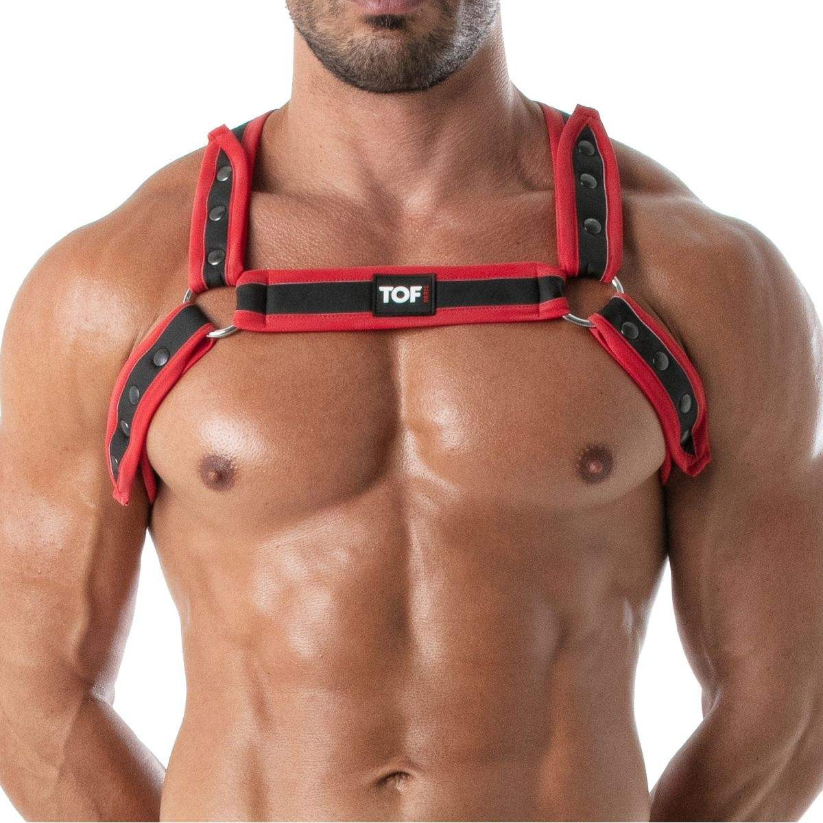 TOF Paris Bad Boys Neoprene Bulldog Harness Red TOF256R 