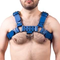 Harness in natural leather blue