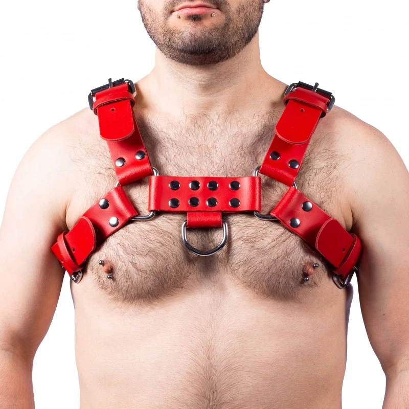 Harness in natural leather red