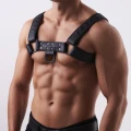 Masculo Premium leather harness H in natural soft leather black