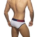 Addicted Cotton men's brief with zipper AD1202 C-09 white with navy blue stripe