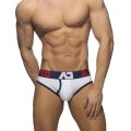 Addicted Cotton men's brief with zipper AD1202 C-09 white with navy blue stripe