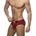 Addicted Men's cotton brief with zipper AD1202 C-10 red with black stripe