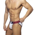 Addicted Men's cotton panties with zipper AD1204 C-09 white with navy blue stripe