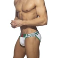 Addicted Men's cotton panties with zipper AD1204 C-18 white with green stripe