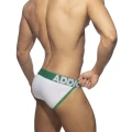 Addicted Men's cotton panties with zipper AD1204 C-18 white with green stripe