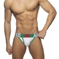 Addicted Men's cotton panties with zipper AD1204 C-18 white with green stripe