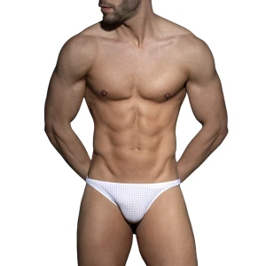 Addicted Dziurkowane stringi męskie ADF203 C-01 białe