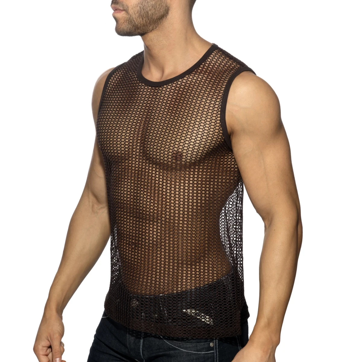 Addicted Transparentny tank top AD1426 C-13 brązowy
