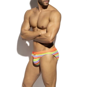 ES Collection 70'S STRIPES SWIM BIKINI BRIEF- kąpielówki męskie 2611 C-04 pomarańczowe