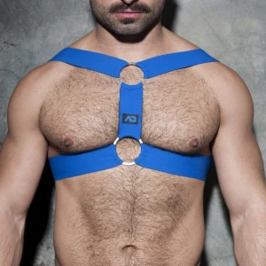 Addicted Gumowa uprząż harness z dwoma pierścieniami ADF116 C-16 niebieska