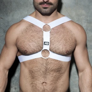 Addicted Gumowa uprząż harness z dwoma pierścieniami ADF116 C-01 biała