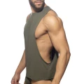 Addicted  tank top z głębokimi  wycięciami z oddychającej tkaniny AD1327 C-12 khaki