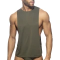 Addicted  tank top z głębokimi  wycięciami z oddychającej tkaniny AD1327 C-12 khaki