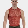 Barcode Fishnet Tank Top Stefano czerwony 92319 C-300