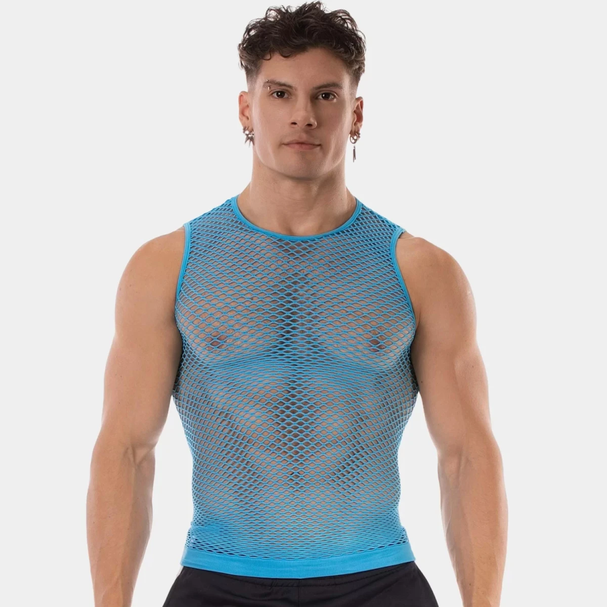 Barcode Fishnet Tank Top Stefano neonowoniebieski 92319 C-435